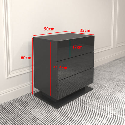 3-Drawer LED Bedside Table