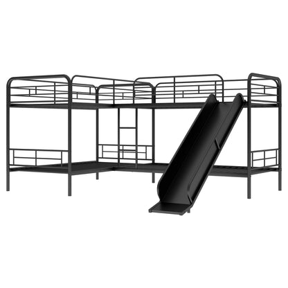 Twin L-Shaped Bunk Bed Black