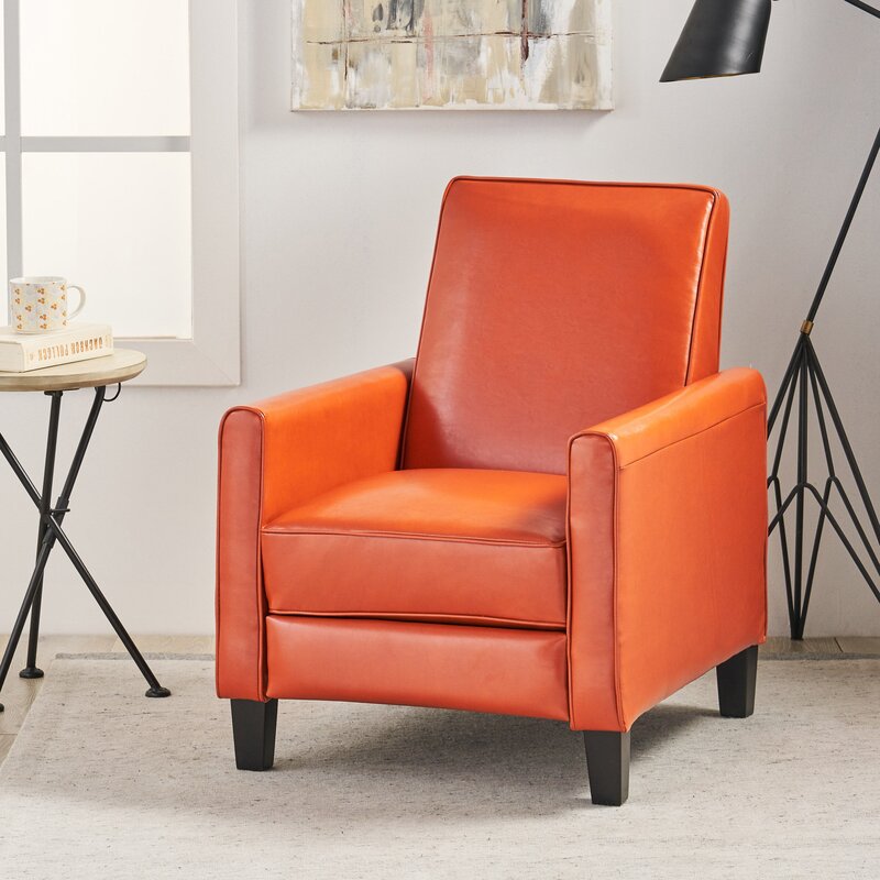 Push-Back Recliner Chair Orange Fabric