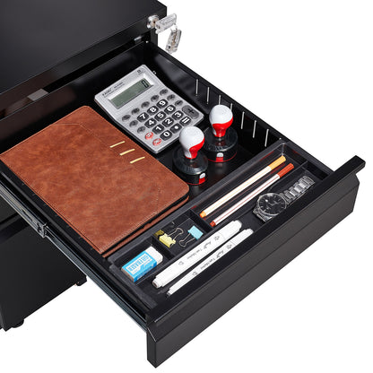 3-Drawer Metal Filing Cabinet with Lock