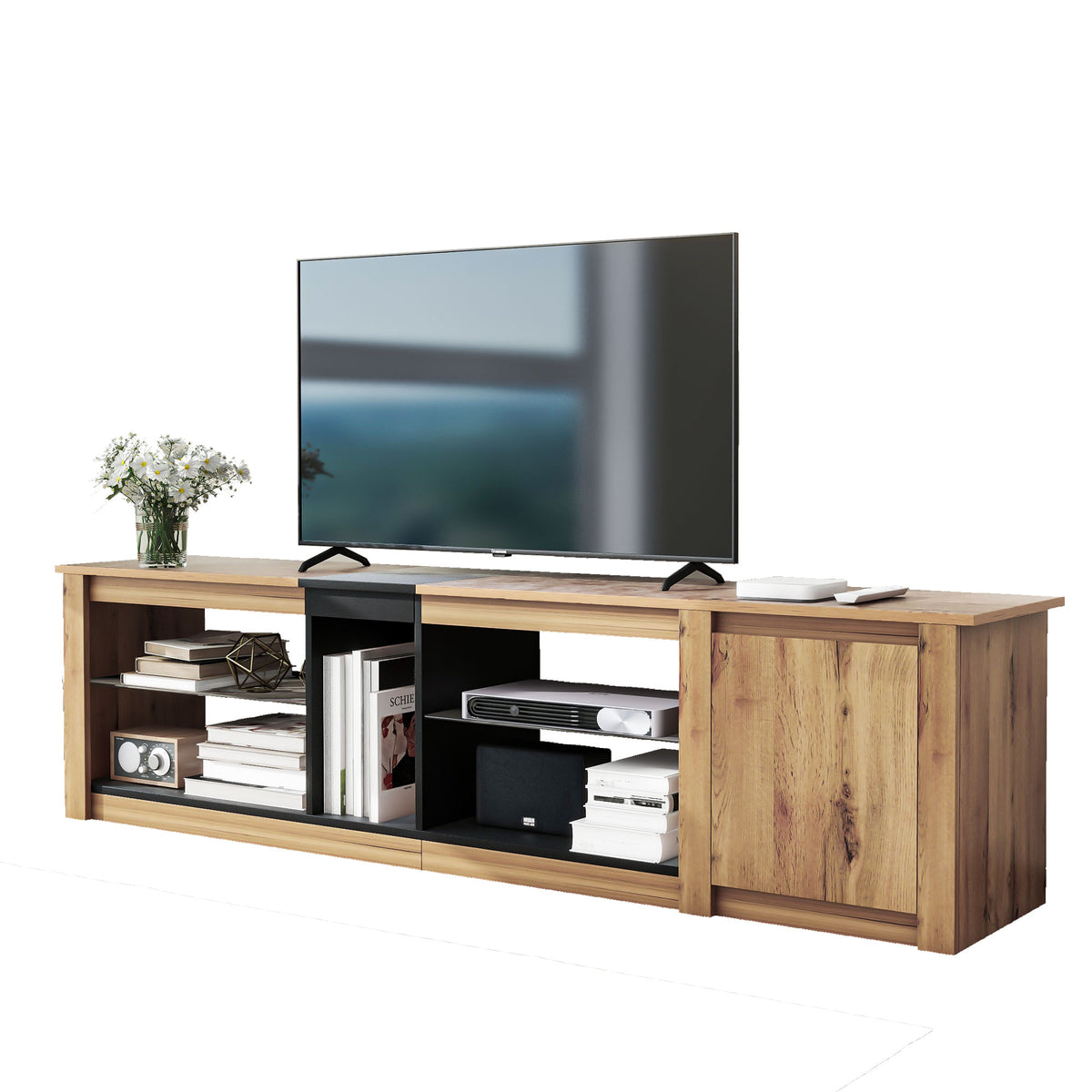 Modern LED TV Stand with Media Storage