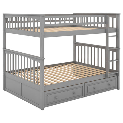 Convertible Full Bunk Bed with Drawers Gray