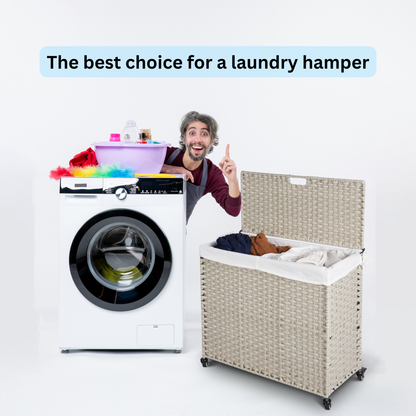 Grey Laundry Hamper with Lid and 2 Removable Bags