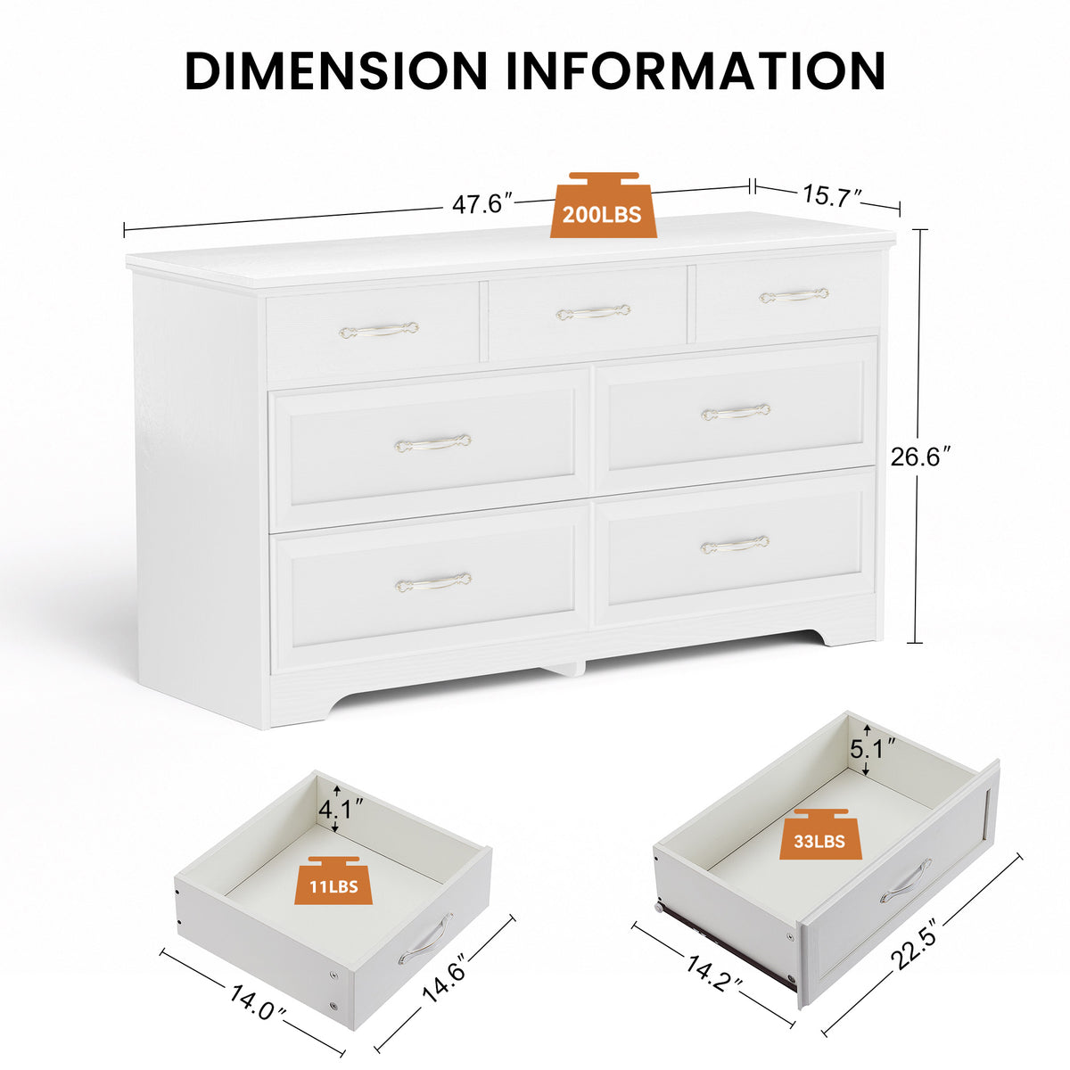 Modern 3-Drawer Dresser with Metal Pulls