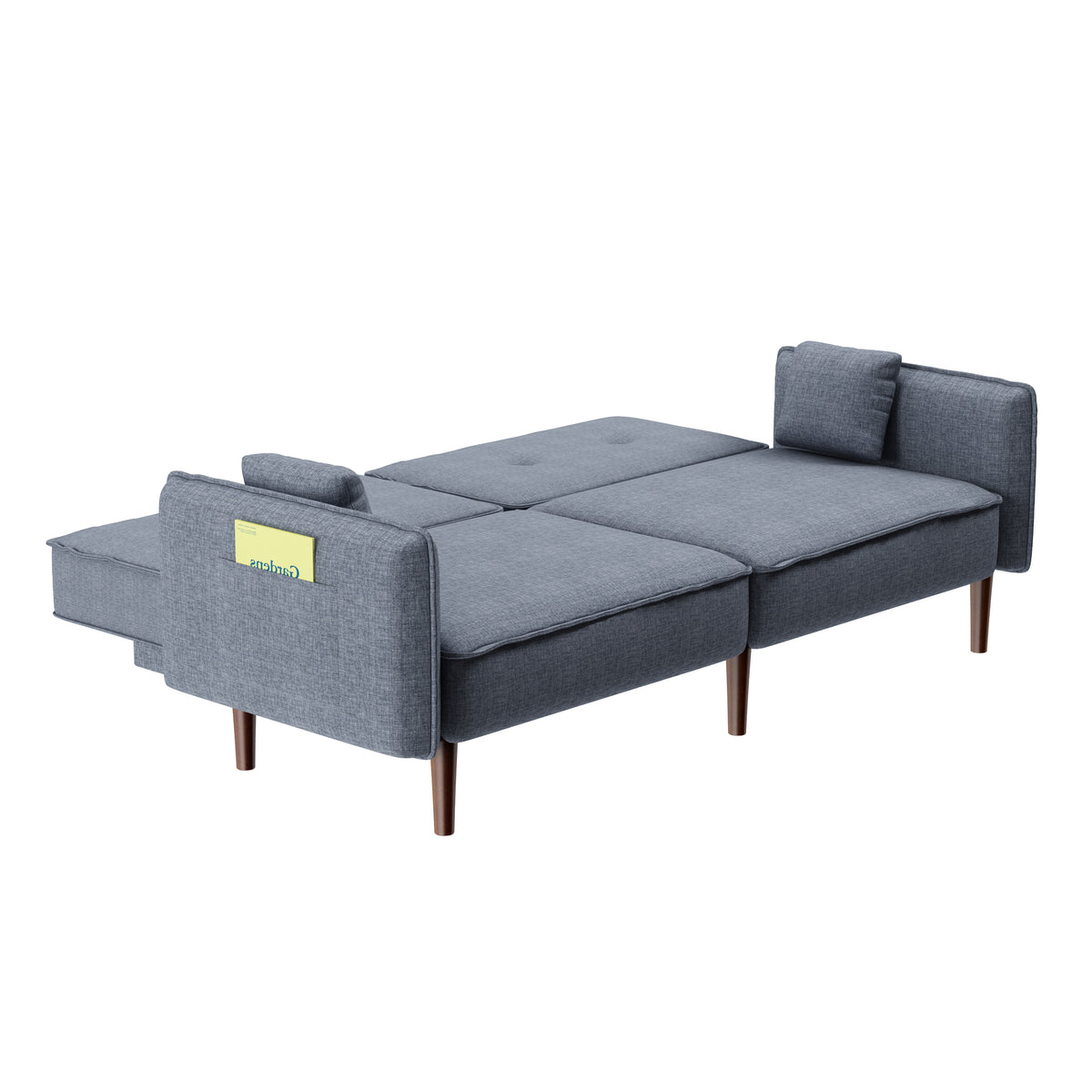 Futon Sofa Bed with Solid Wood Legs Gray