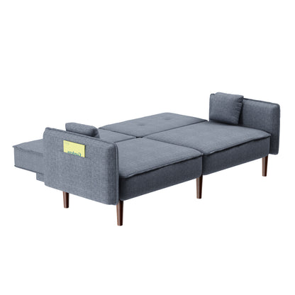 Futon Sofa Bed with Solid Wood Legs Gray