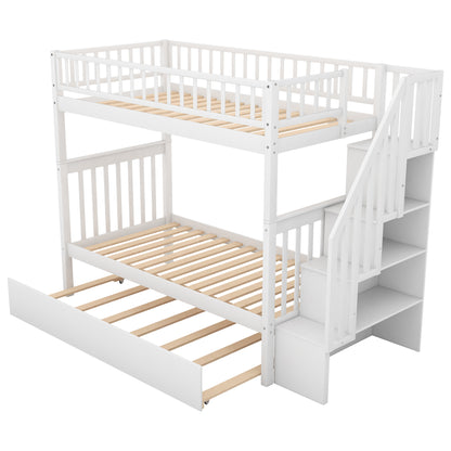 Twin Bunk Bed with Trundle White