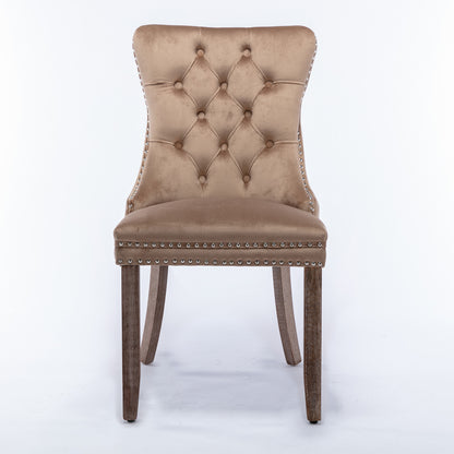 Tufted Dining Chair Set of 2 Khaki