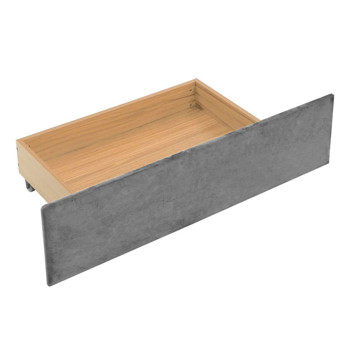 Queen Upholstered Platform Bed with Drawers Gray