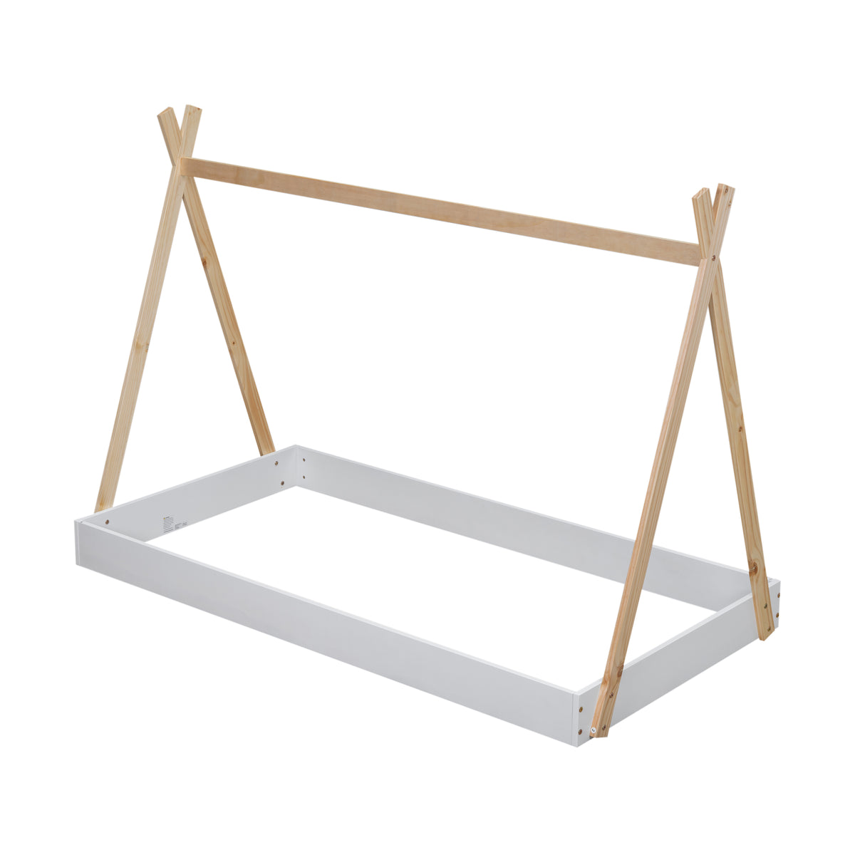 Twin Tent Floor Bed – White Natural Finish