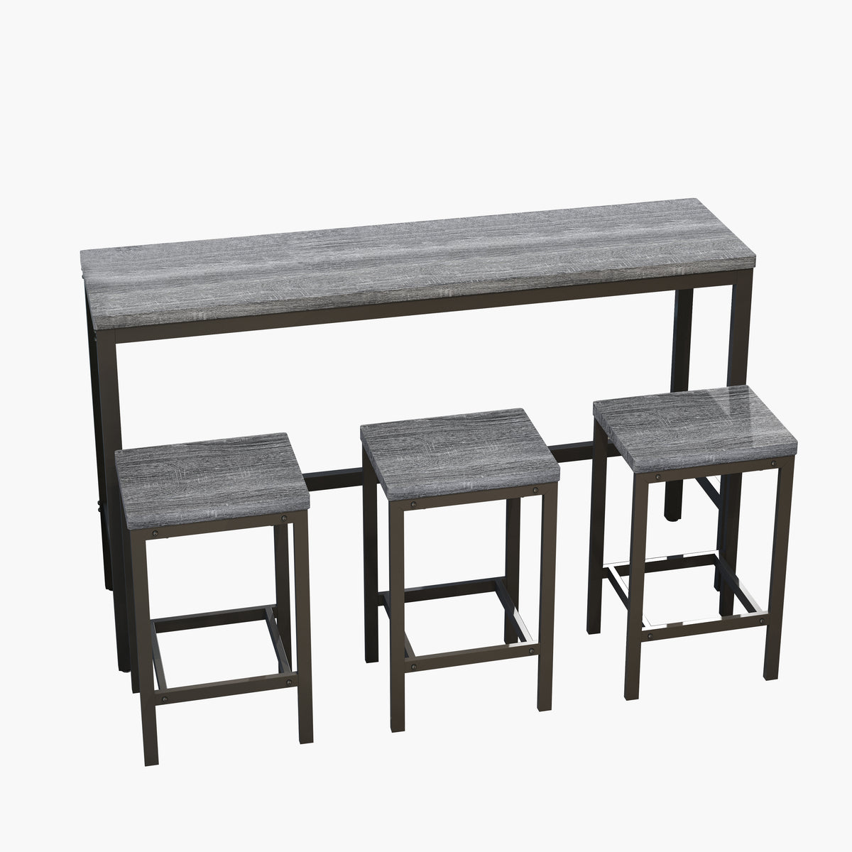 Modern Pub Table with 3 Stools Gray Finish