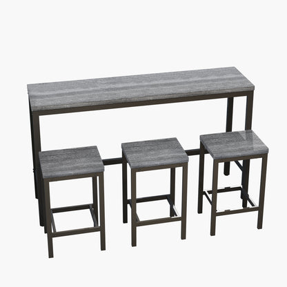 Modern Pub Table with 3 Stools Gray Finish