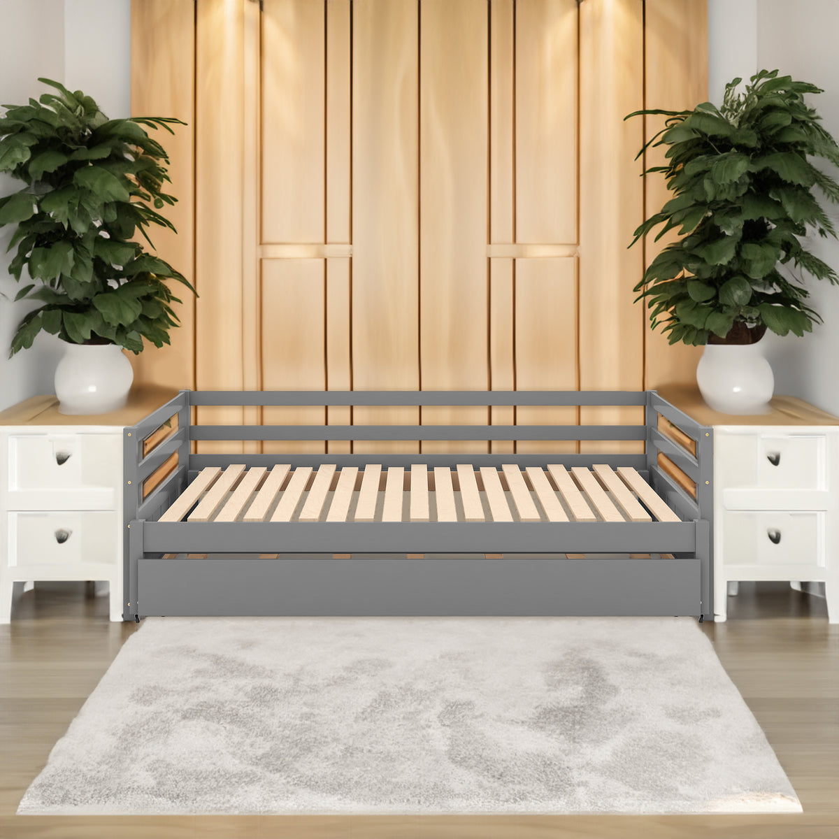 Twin or Double Trundle Daybed Gray