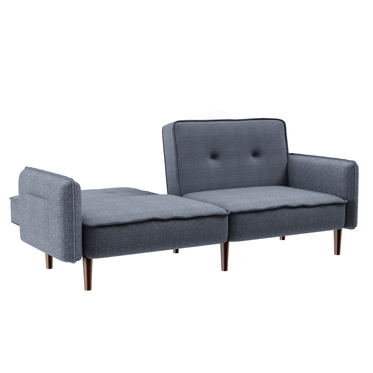 Futon Sofa Bed with Solid Wood Legs Gray