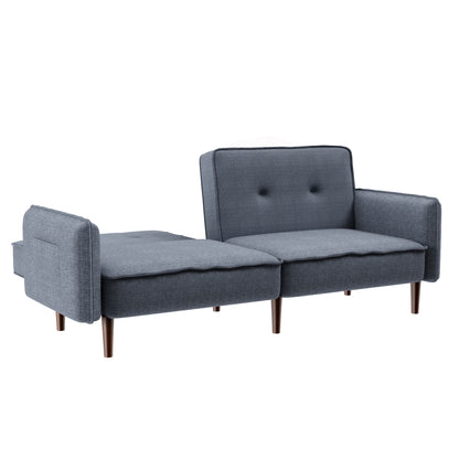Futon Sofa Bed with Solid Wood Legs Gray