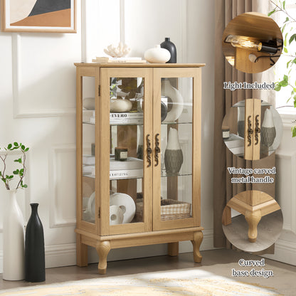 Dual Door Curio Display Cabinet with LED Light