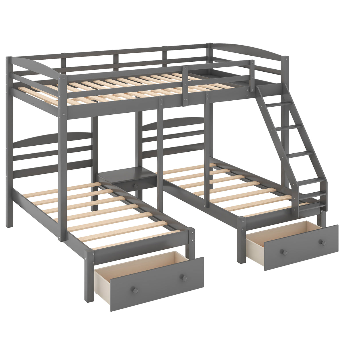 Full Triple Bunk Bed Gray