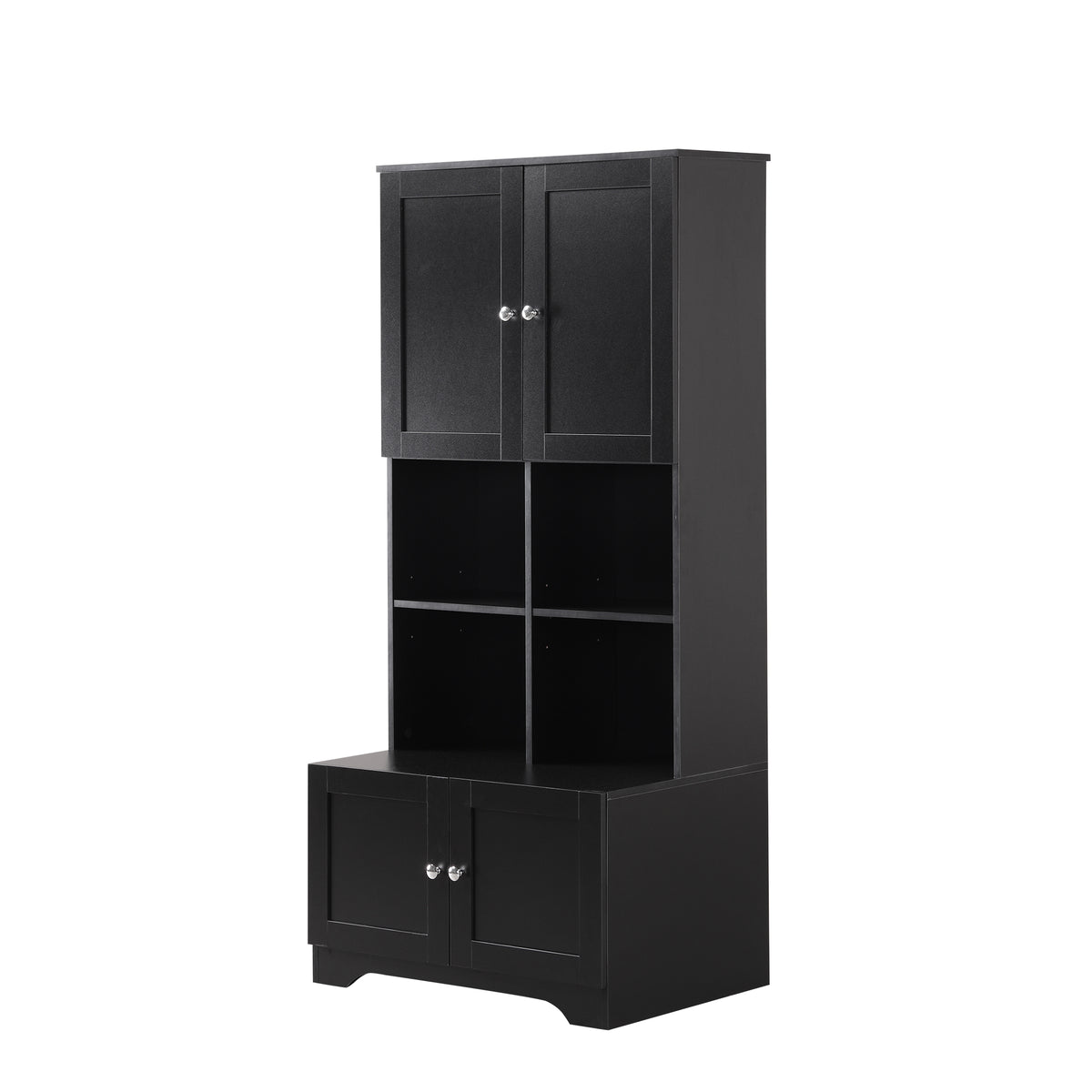 4-Door Bathroom Storage Cabinet Black Finish
