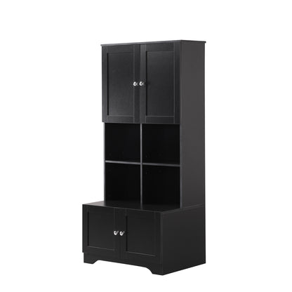 4-Door Bathroom Storage Cabinet Black Finish