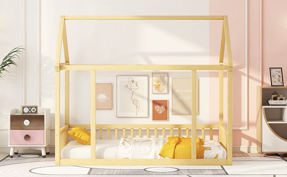 Twin Floor Bed Natural