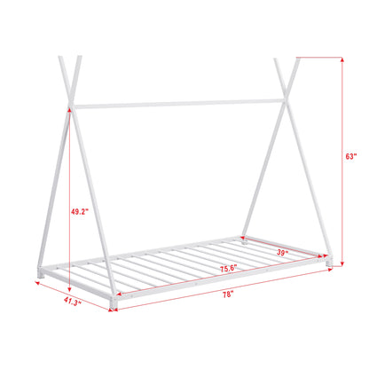 Metal Platform Bed White Triangle Frame