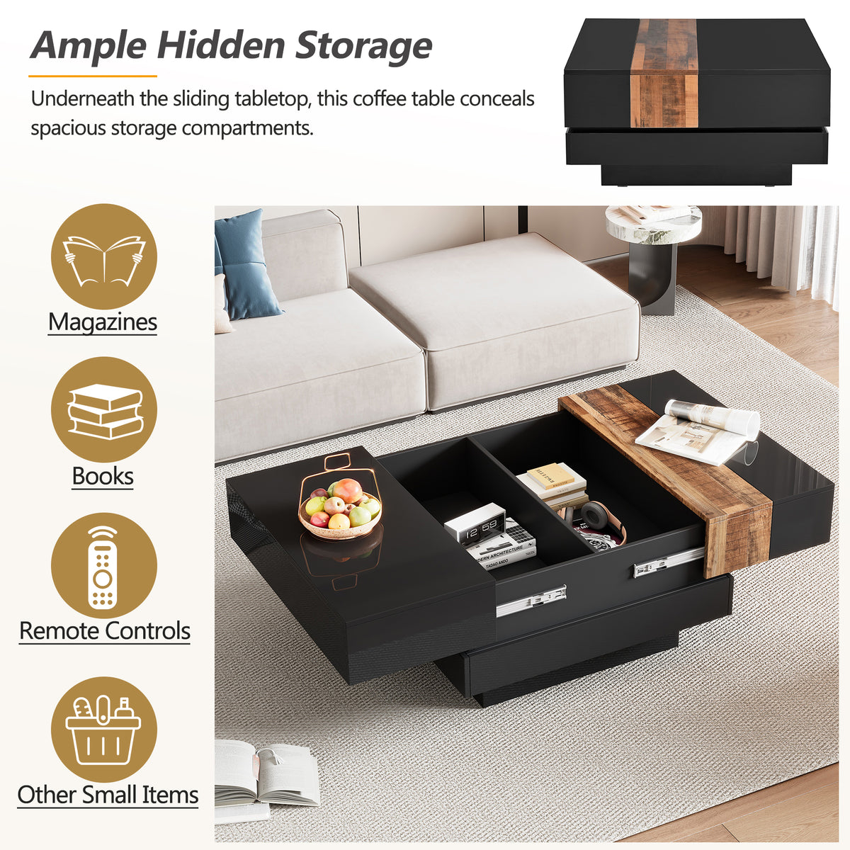 On-Trans Gloss Coffee Table with LED Base