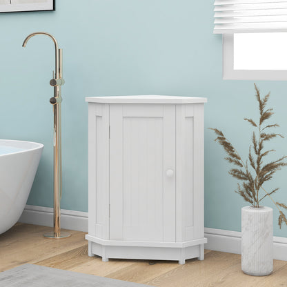 White Corner Bathroom Storage Cabinet Adjustable Shelves