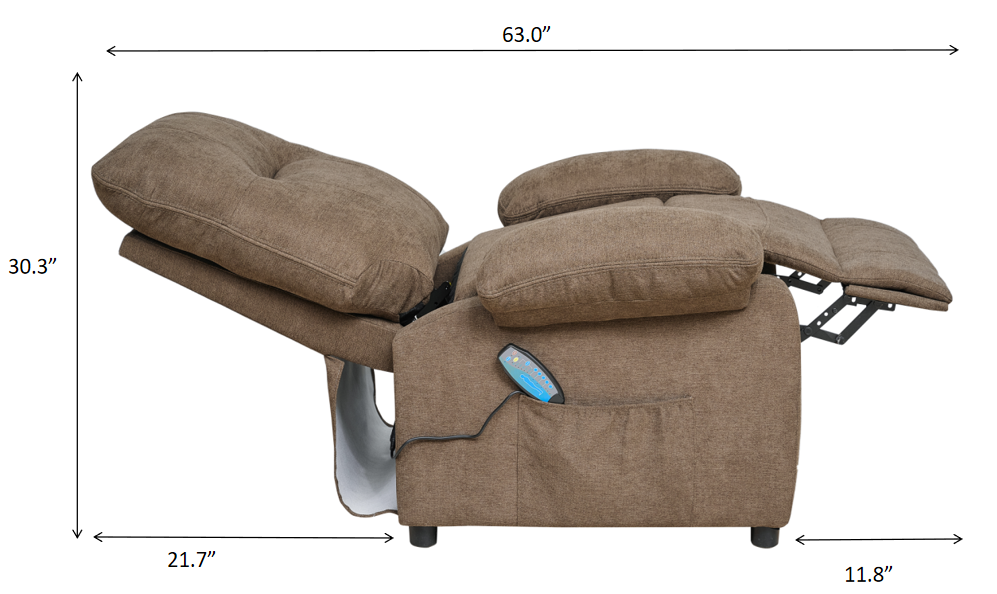 Heated Massage Recliner Chair Brown