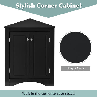 Black Corner Bathroom Cabinet with Shelves