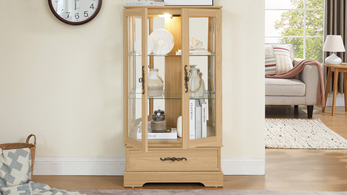 Oak Display Cabinet with Glass Frame