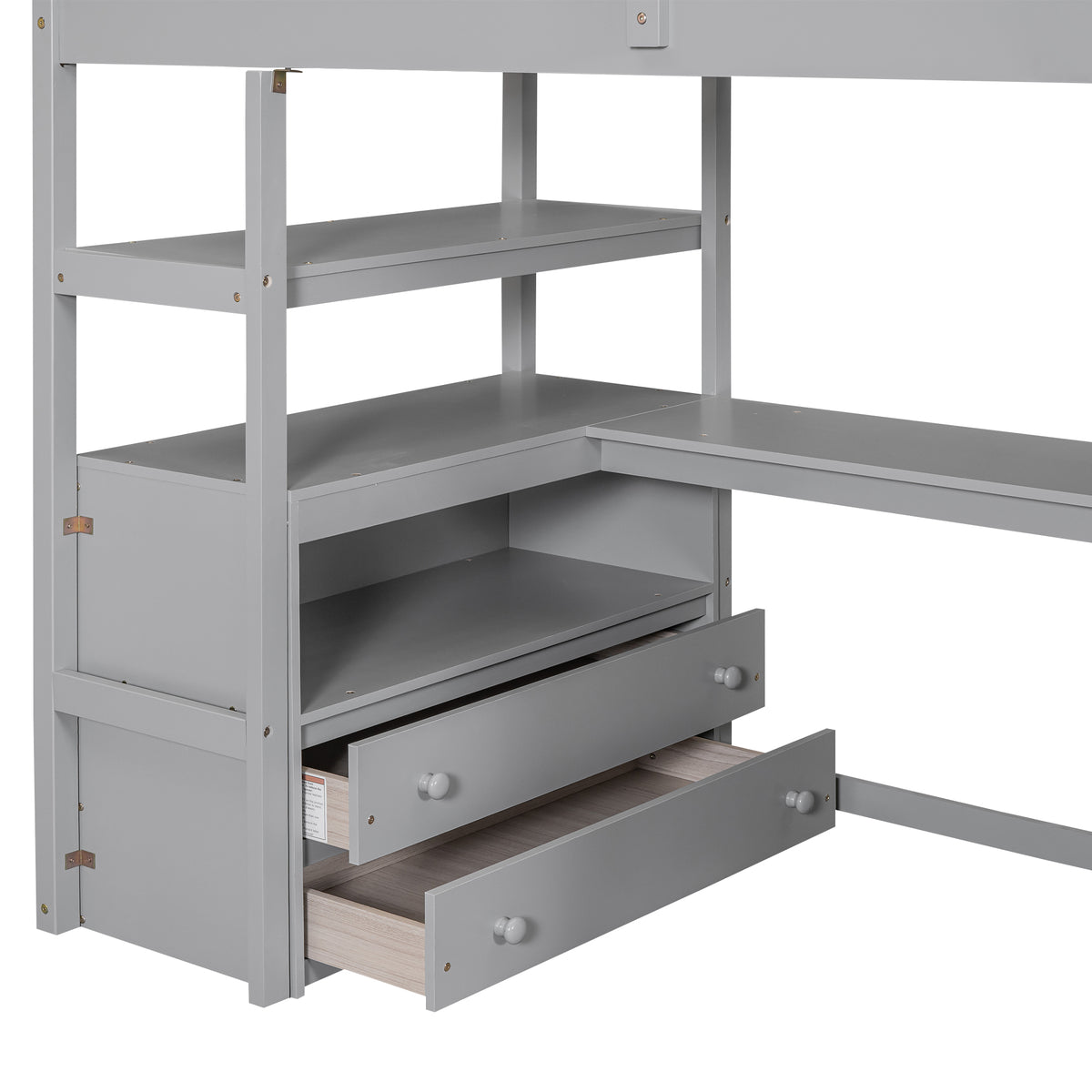 Twin Loft Bed with Storage Gray