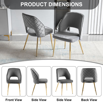 Grey Velvet Dining Chair Set (4 pcs) – Gold Legs