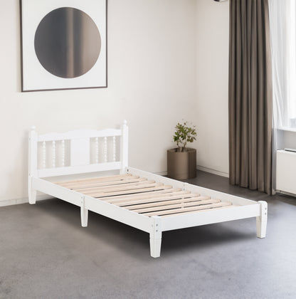 Twin Upholstered Bed with Column Headboard
