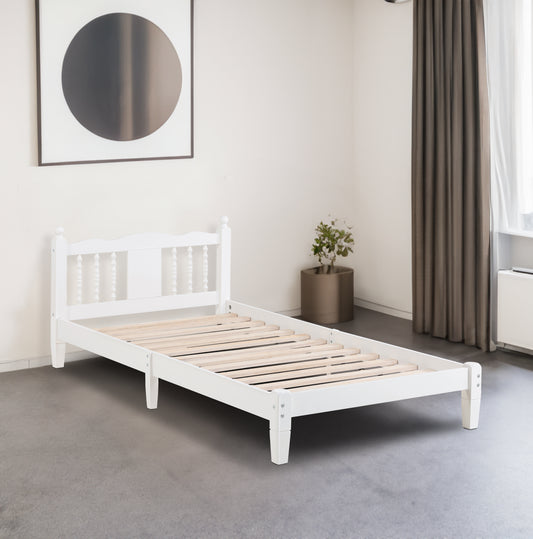 Twin Upholstered Bed with Column Headboard
