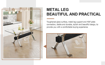 Glass Dining Table – Silver Metal Legs