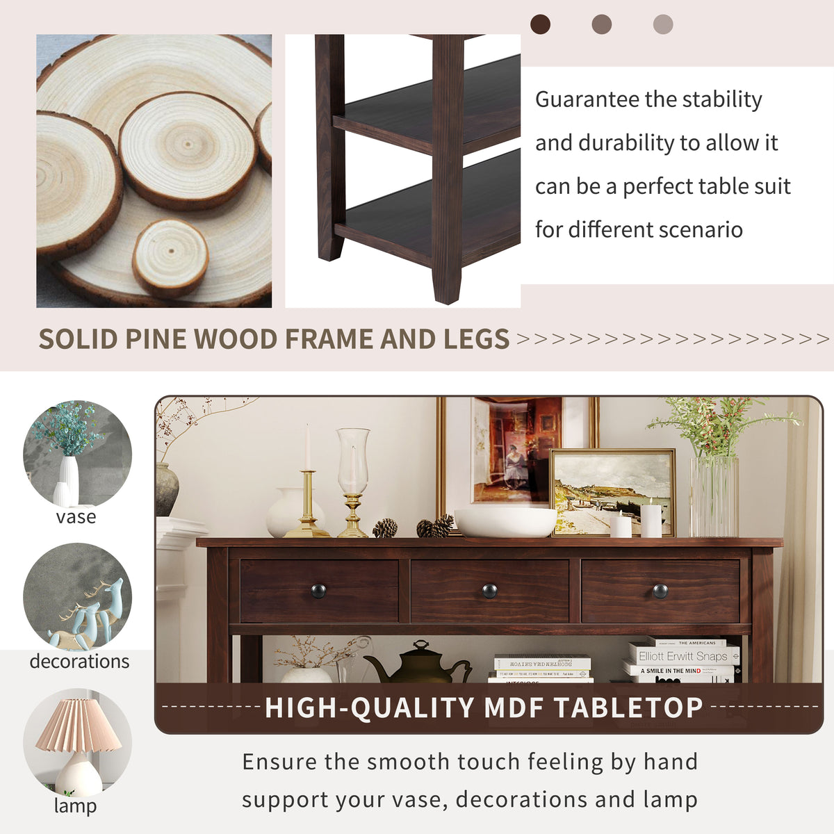 Retro Console Table Pine