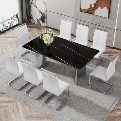 Modern Glass Dining Table Silver Base
