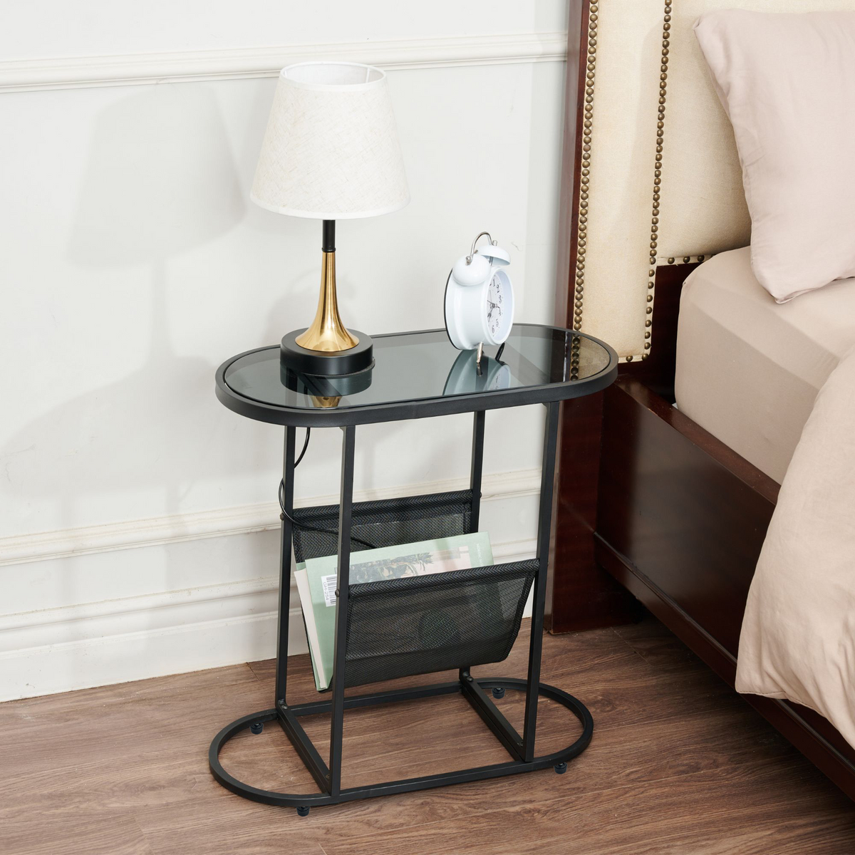 Oval Glass End Tables Set of 2