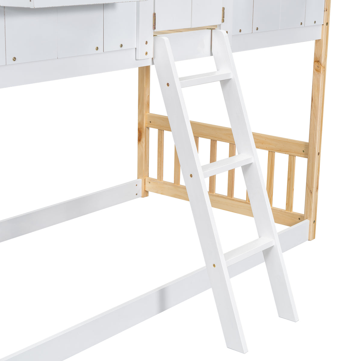 Twin House Bunk Bed Natural White