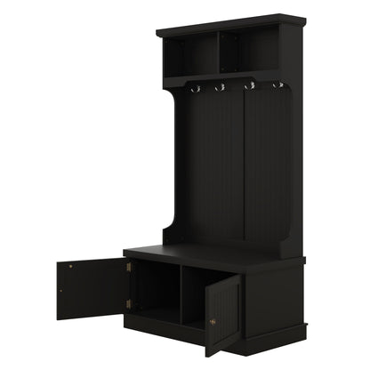 Hall Tree with Drawers and Hooks Black