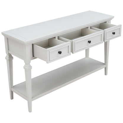 White Wood Console Table with Drawers