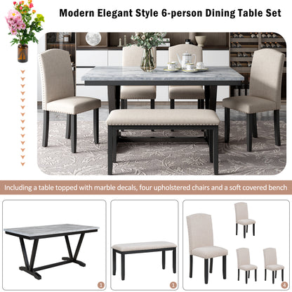 6-Piece Modern Dining Set – White Finish