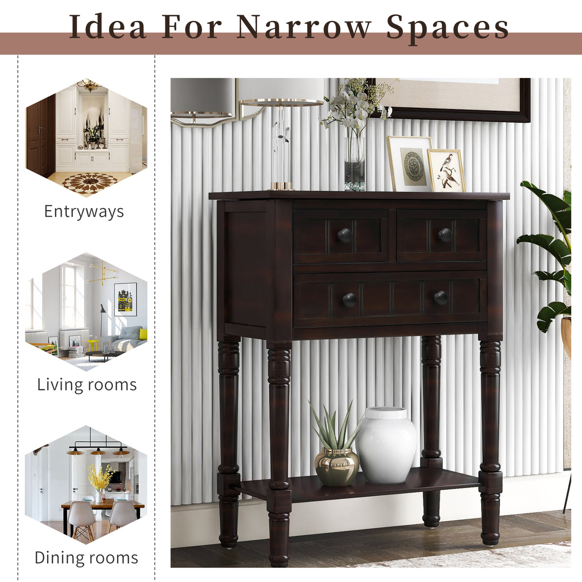 Console Table with Drawers Espresso