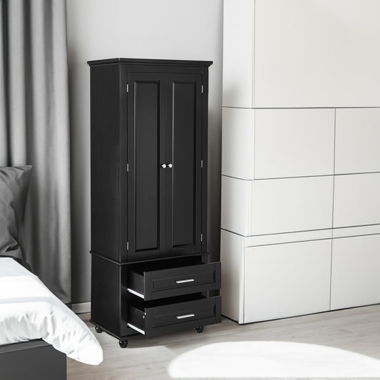 Tall Black Storage Cabinet with Drawers