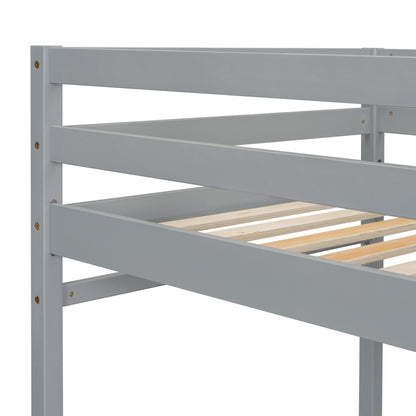 Twin High Loft Bed with Ladder Gray
