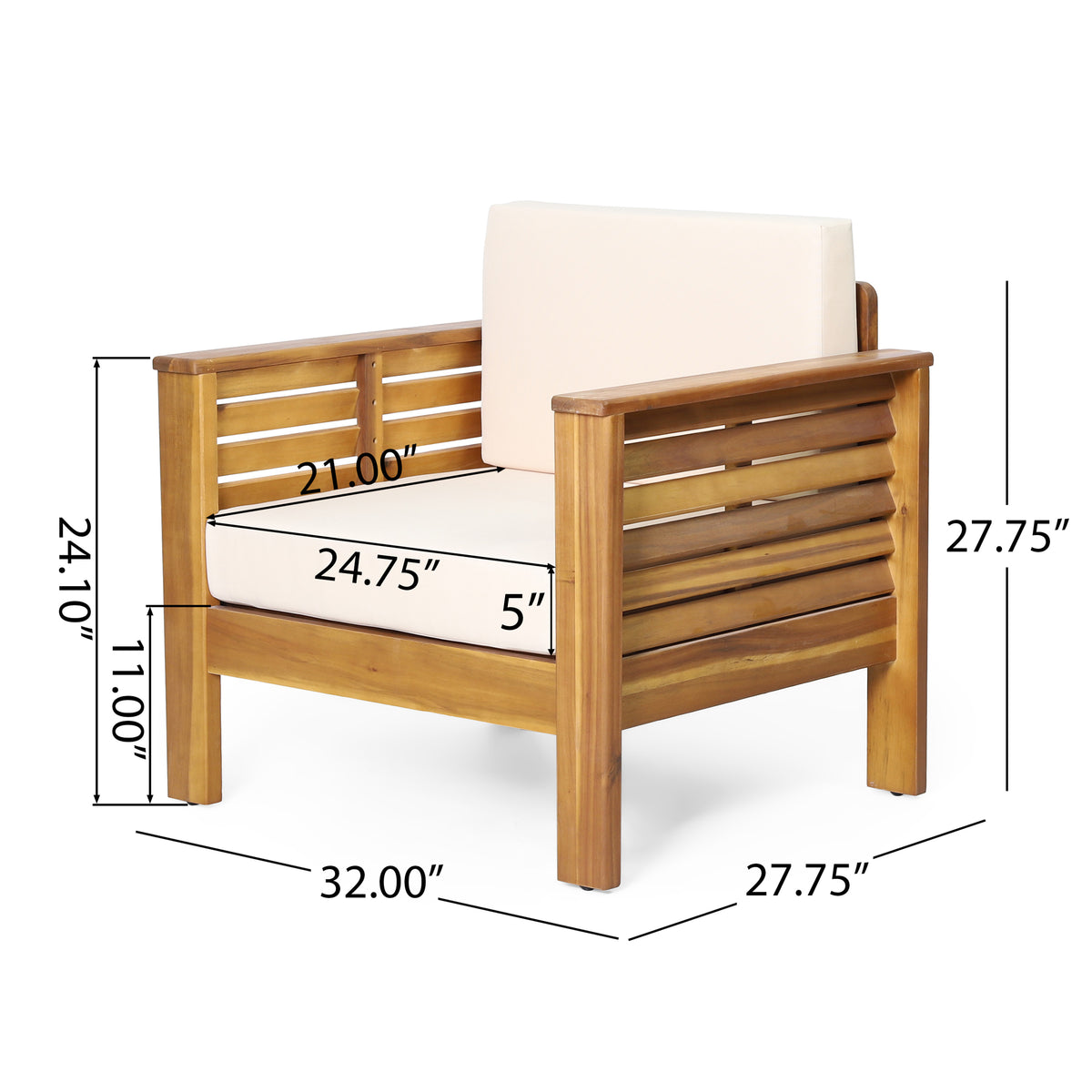Outdoor Acacia Club Chairs (2 pcs) – Teak Beige