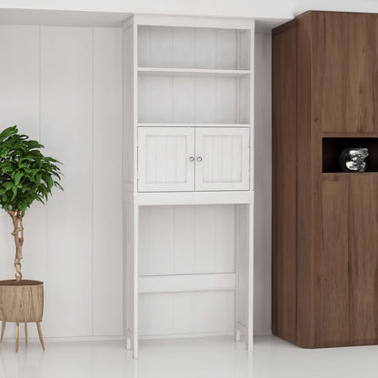 2-Tier Over-Toilet Storage Cabinet – Wood Finish Bathroom Spacesaver with 2 Doors