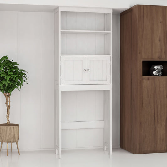 2-Tier Over-Toilet Storage Cabinet – Wood Finish Bathroom Spacesaver with 2 Doors