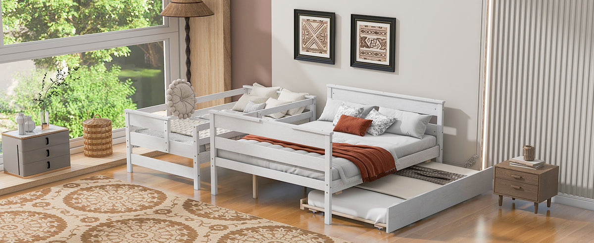 Twin-Full Bunk Bed with Trundle – White