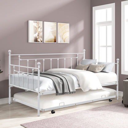 Metal Double Platform Bed Light Gray